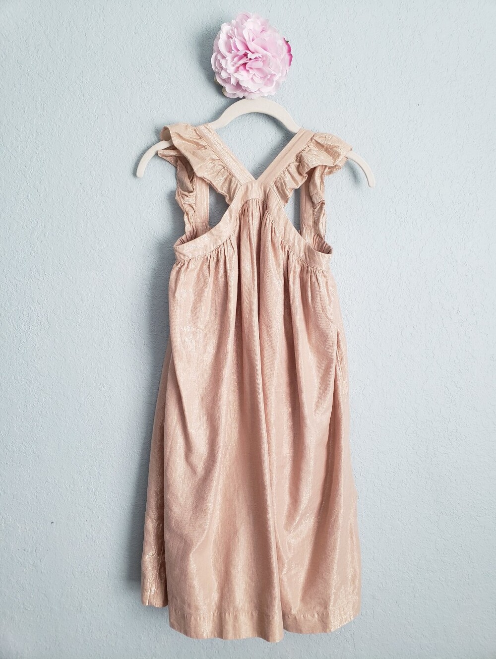 Crewcuts Dusty Rose Gold Shimmer Ruffle Halter Dress